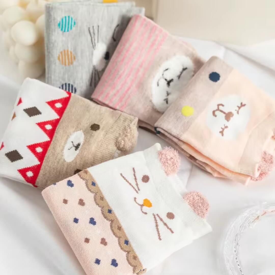 5 paires de chaussettes coeur Love et Nounours