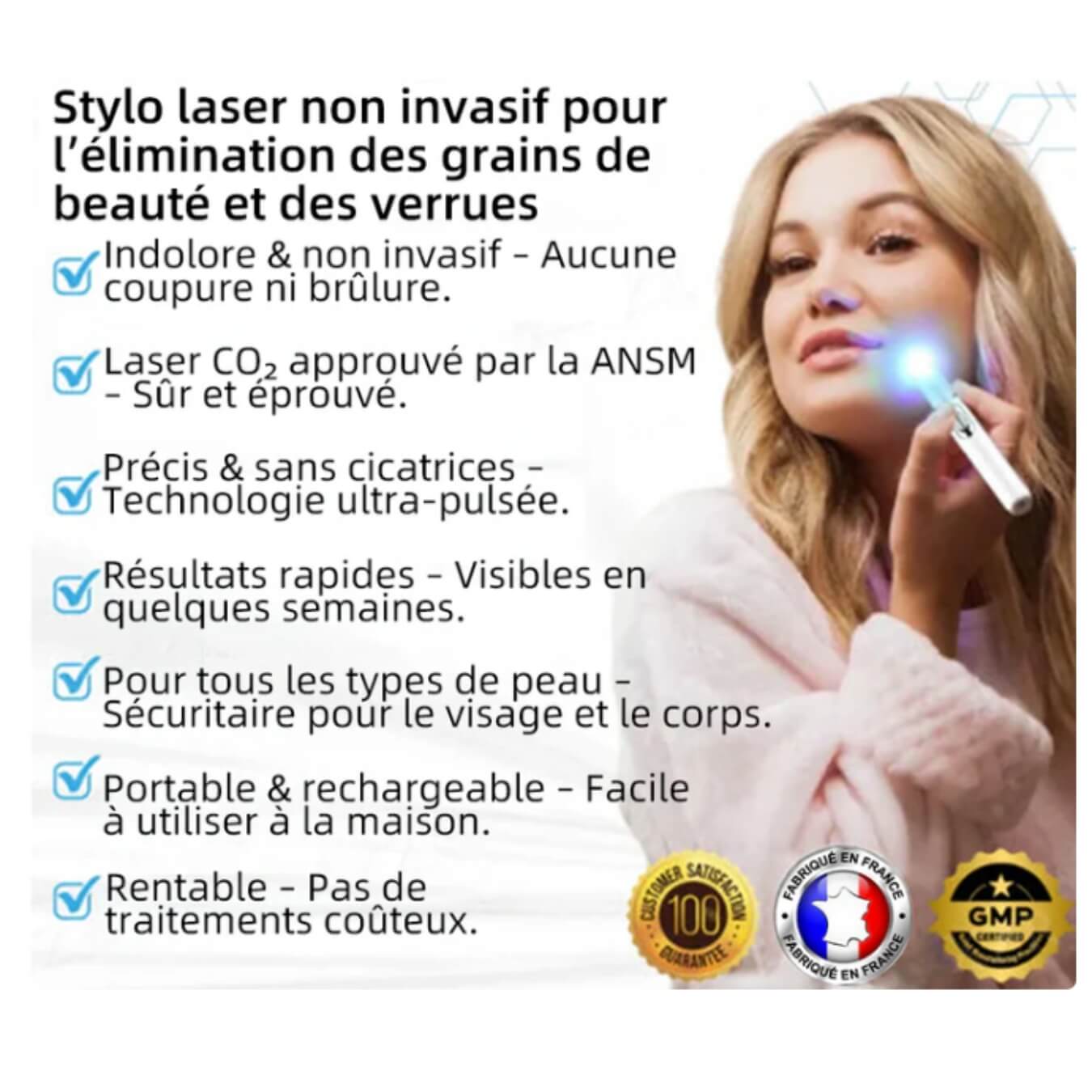 Kidsneed - Stylo Laser non invasif pour l'élimination des grains de beauté et des verrues
