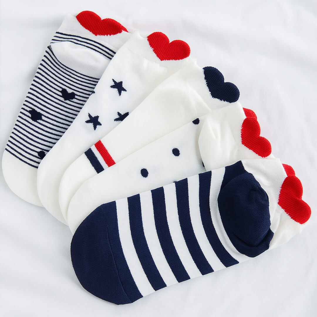 5 paires de chaussettes coeur Love et Nounours