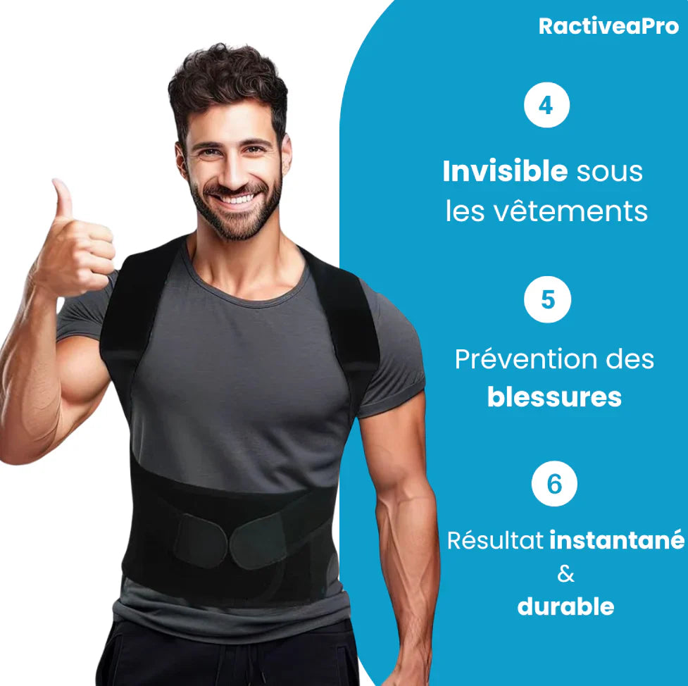 PostureLine™ – Correcteur de posture efficace en 10 jours, ajustable avec soutien dorsal et lombaire